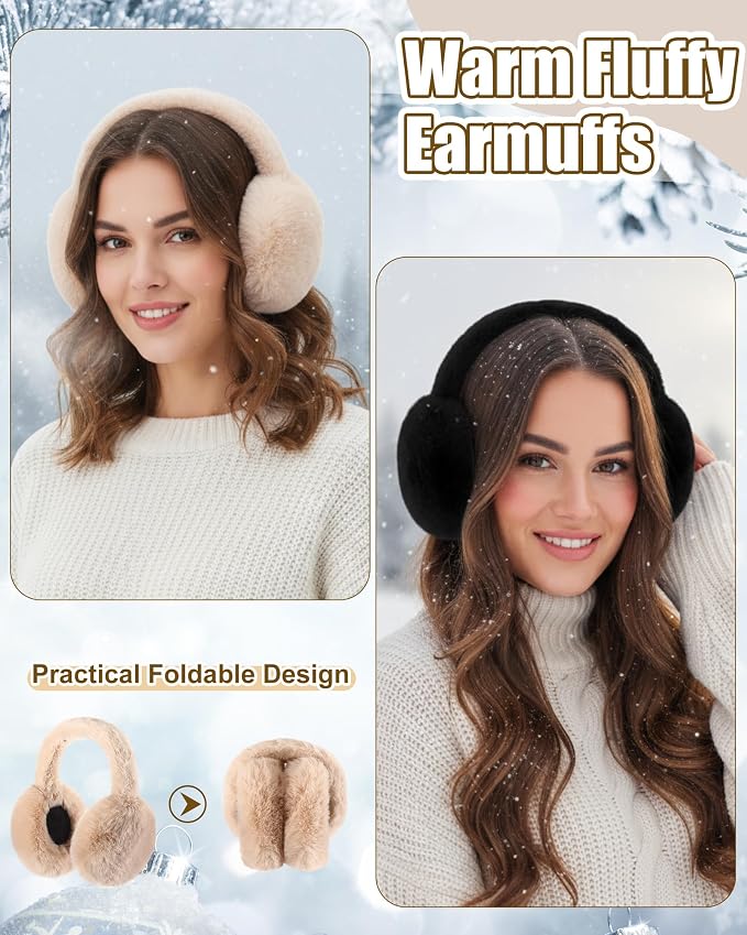 16 Pcs Women Hat Scarf Gloves Ear Muffs Set Winter Knitted Pom Beanie Hats Scarf Touch Screen Gloves for Men Adult Homeless