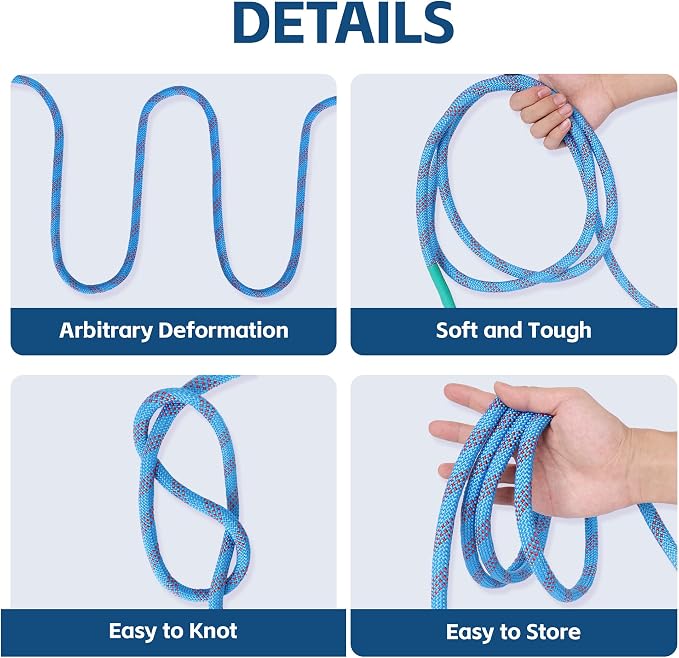 Arborist Climbing Rope (1/2in X 50ft) 48 Strands Polyester for Tree Work Climbing Pulling Swing Sailing