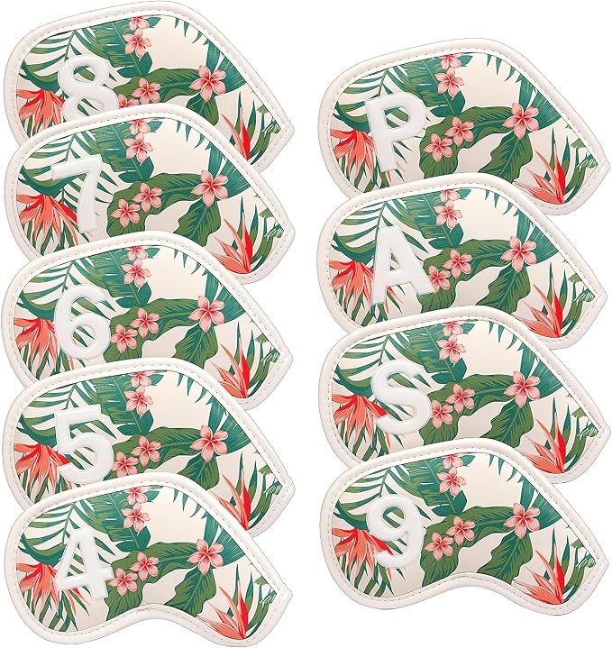 9pcs Golf Iron Head Covers Magnic Closure with Hawaii Style Design Iron Headovers Wedges Covers 4-9 ASP
