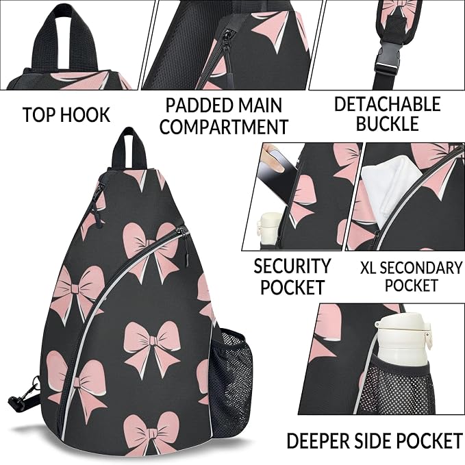Pickleball Bag for Women Men Adjustable Crossbody Sling Backpack Hold Paddle Accessories