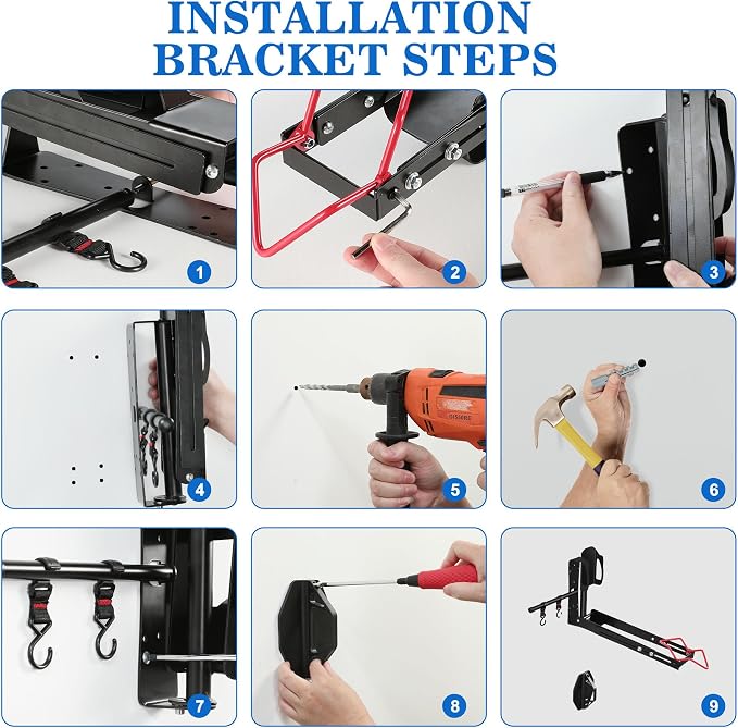 Swivel Bike Wall Mount, Bike Storage System for Garage, No Heavy Lifting Bicycle Hanger, Space Saving Wall Storage Bicycle Rack for Home & Garage Holds Up to 80 Lbs