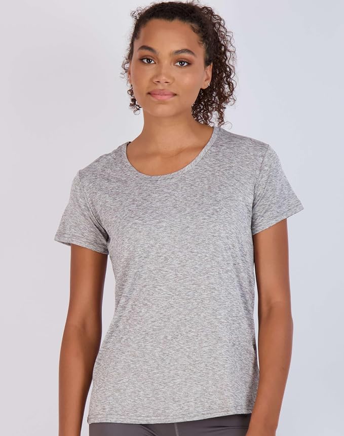 Real Essentials 5 Pack: Women's Short Sleeve T-Shirts Workout Tops Fitness Pilates Gym Activewear Athletic (Plus Available)