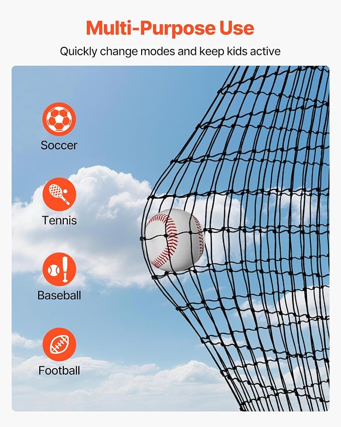 VEVOR Baseball Batting Cage,Professional Softball Baseball Batting Hitting Training Net,Heavy Duty Enclosed PE Practice Portable Pitching Cage Net&Carry Bag,for Backyard,Field,Indoor&Outdoor