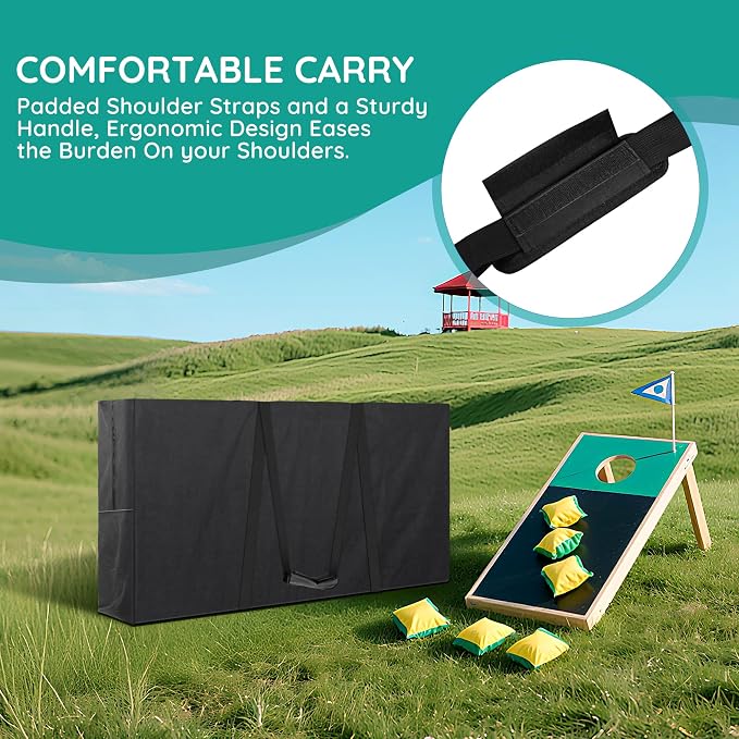 ZKOO Cornhole Carrying Case Fits 4' x 2' Regulation Size Board, Heavy-Duty 600D Cornhole Boards Bag with Extra Pockets for Cornhole Outdoor Games