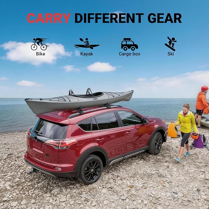 Roof Rack Cross Bars Compatible with Toyota RAV4 2013-2018, Heavy-Duty Aluminum Roof Crossbars, 260 LBS Load Capacity, Rooftop Cargo Carrier for Bike, Snowboard, Skis, Luggage