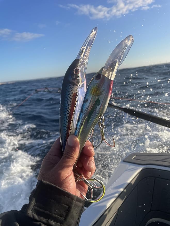 Nomad Design DTX Minnow with Patented Autotune System - Distressed Baitfish Swimming Action, BKK Diablo
