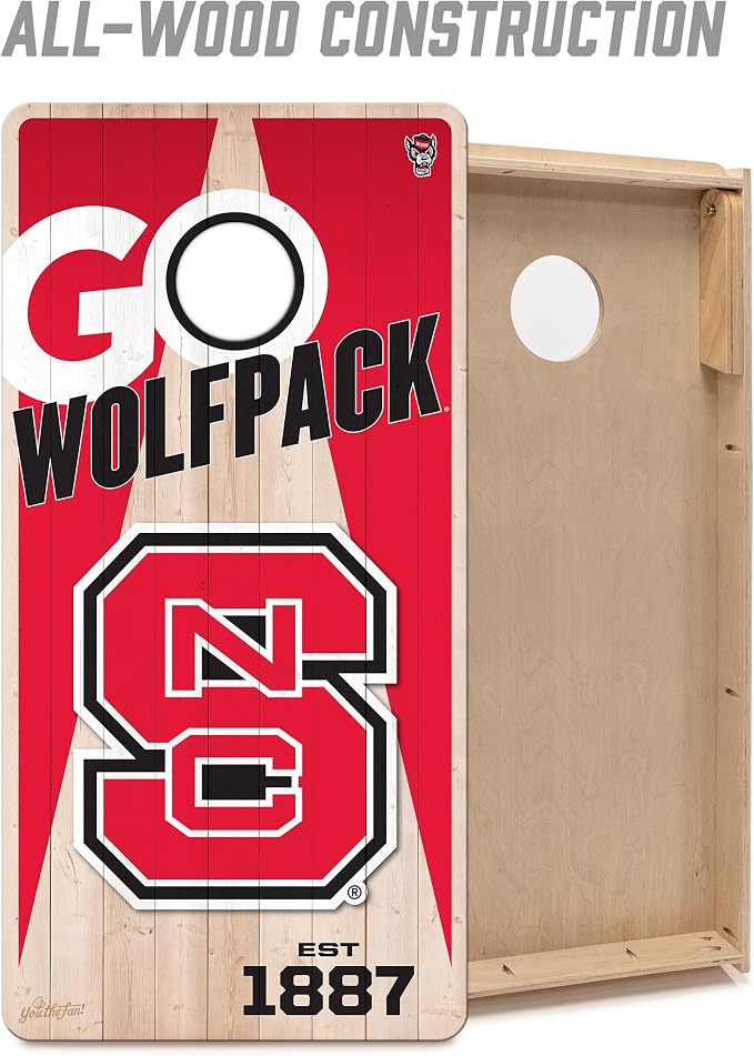 YouTheFan NCAA 2’ x 4’ Professional Wood Cornhole Game