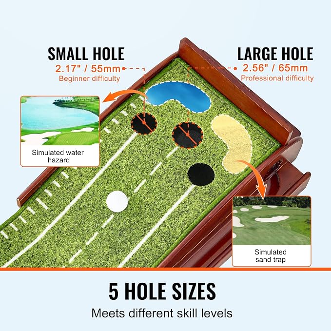 VEVOR Golf Putting Mat, Putting Green Indoor, Putting Matt for Indoors, Sports Spin n Putt Golf Game, Perfect Practice Putting Mat, Golf Putting Mats Practice Auto-Ball Return