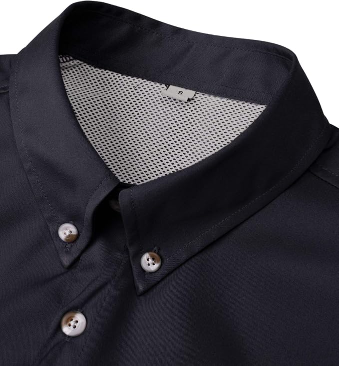 Alimens & Gentle Short Sleeve Fishing Shirt Wicking Fabric Sun Protection Casual Button Down Shirts