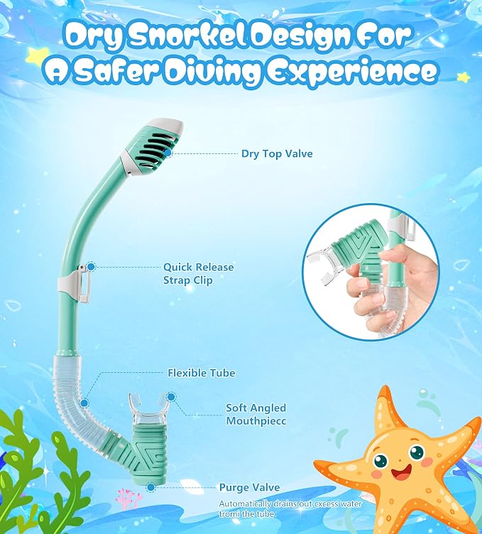 Aegend Snorkeling Gear for Adults Youth Kids, Snorkel Mask with Top Dry Valve - Panoramic View Anti-Leak and Anti-Fog with Mesh Bag for Snorkeling, Scuba Diving, Freediving & Swimming