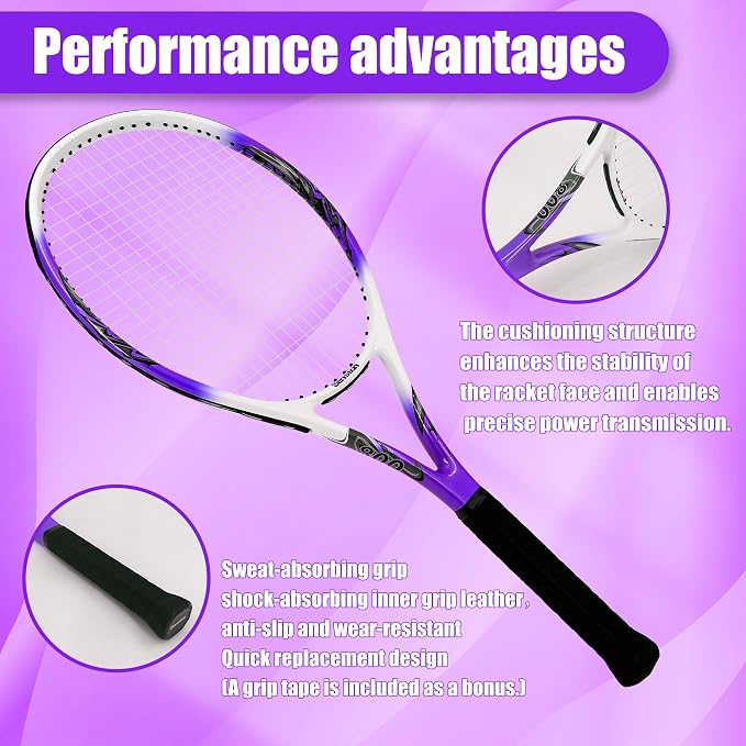 Senston 27 inch Tennis Racket for Adults 1 Pack Tennis Racket Set Tennis Overgrip, Vibration Damper