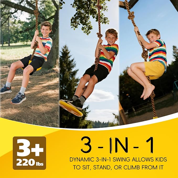 ZNCMRR Tree Swing for Kids Swing Set Accessories Climbing Rope for Kids with Disc Seat Rope Swings for Tree Disc Swing for Kid Outdoor Swings Easy Installation Heavy Duty Adjustable