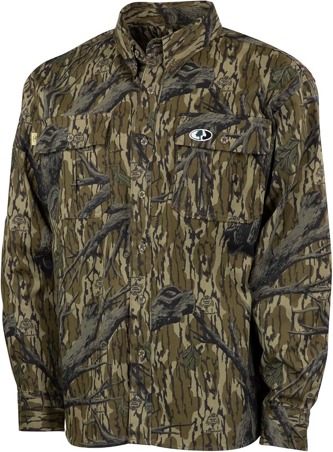 Mossy Oak unisex-adult mens Men's Long Sleeve Camo Hunting Shirts Cotton Mill