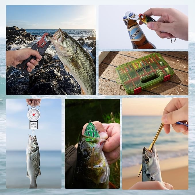 Goture Fishing Lures with Tackle Box and Fishing Tool Kit Set for Men Women, Include Fish plier, Fish Ruler, Fishing Gripper, Weigh Scale with Gift Box