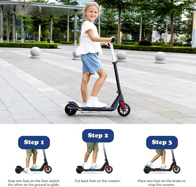 Caroma Electric Scooter for Kids Ages 6-14, 120W Motor & 15 Mph, 85 Mins Ride Time, Adjustable Height & Speed, LED Display, Kids Electric Scooter, Best Gifts for Boys & Girls
