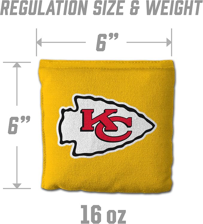 YouTheFan Officially-licensed NFL Set of 8 Cornhole Bags - All Weather Dual Sided Slide & Stop - regulation size