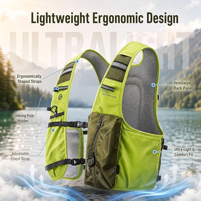 Cooling Vest for Men Women, Hydration Vest for Running Hiking | 2L Water Bladder，3 Cold Source