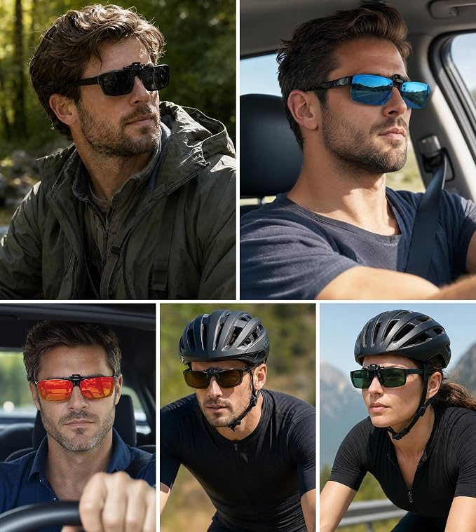 STORYCOAST Clip On Sunglasses for Men Women Polarized Fit Over Prescription Glasses Sports Fishing Driving