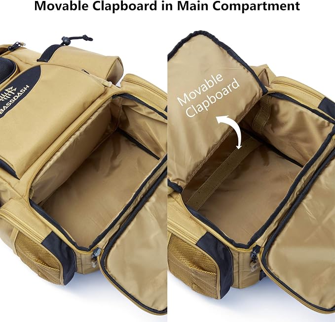 BASSDASH Fishing Tackle Backpack Water Resistant Tactical Bag Soft Tackle Box with Rod Holder and Protective Rain Cover