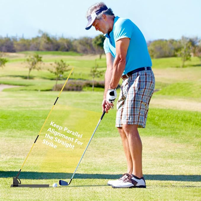 Golf Alignment Sticks - Golf Sticks Alignment Holder Plate, Golf Alignment Rods Aid for Aiming, Putting, Full Swing Trainer, Posture Corrector Golf Training aid
