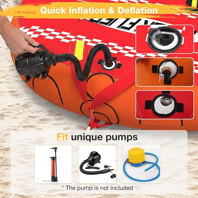 3-Person Towable Tubes for Boating with Towable Rope, Couch Reversible Boat Tube, Padded Bolster Guard Handles & Quick-Connect Tow Point | Towable Rope,Couch Reversible Boat Tube,Padded Bolster Guard Handles,Quick-Connect Tow Point