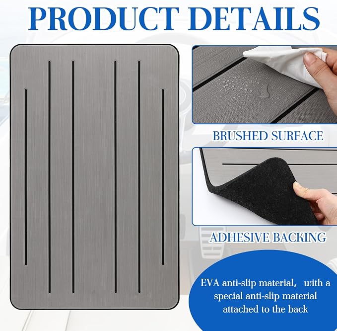 Tinideya 20mm Thick Non-Slip Helm Station Pad 22 x 14 Inches EVA Boat Helm Pad Mat Gray Chair Anti-Skid Cushion Protects Boat Seats Upholstery from Rips, Dirt Wear from Stepping on Seats