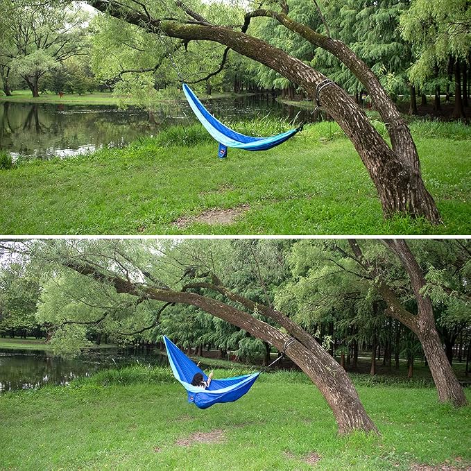 AnorTrek Camping Hammock, Super Lightweight Portable Parachute Hammock with Two Tree Straps Single or Double Nylon Travel Tree Hammocks for Camping Backpacking Hiking