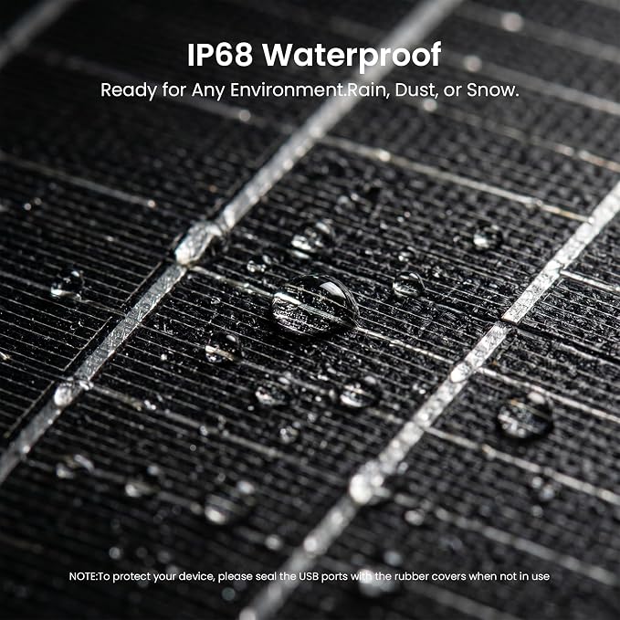 35W Solar Panel Charger with USB-A and USB-C Ports, 25.4% High Efficiency Folding Portable Solar Charger Compatible with Phones,Power Bank,IP68 Waterproof Solar Charger for Backpacking