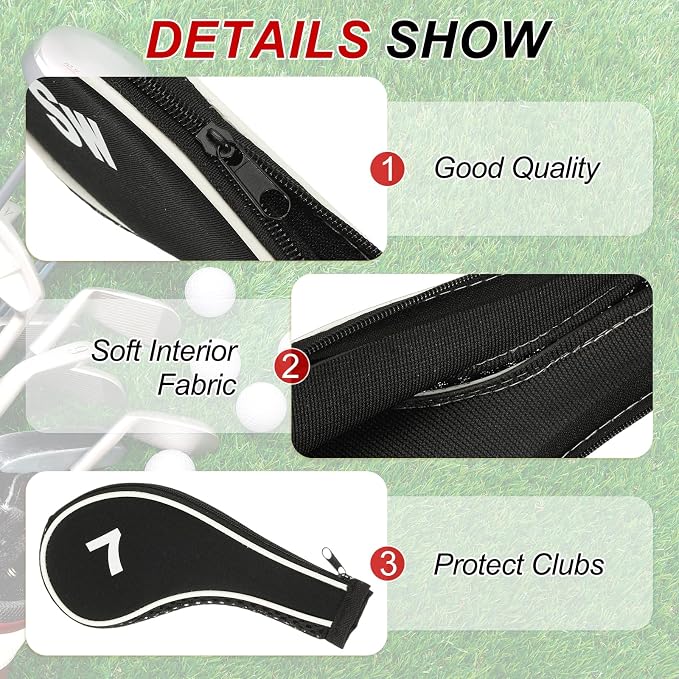 PATIKIL Golf Club Head Cover, Number Golf Club Irons Covers Neoprene Driver Headcover Golf Lovers Gifts
