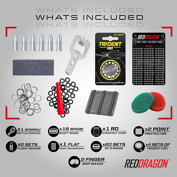 RED DRAGON Darts - Professional Darts Accessories - Choose from Full Dart Accessory Kit (Flights, Shafts, Finger Grip Wax & More) or Precision Dart Practice Rings - Multiple Options Available
