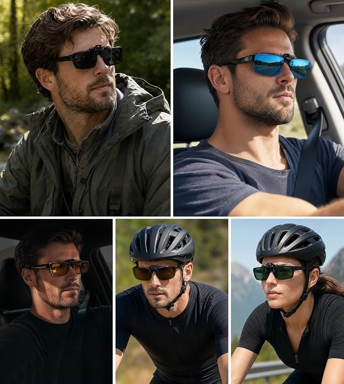 STORYCOAST Clip On Sunglasses for Men Women Polarized Fit Over Prescription Glasses Sports Fishing Driving