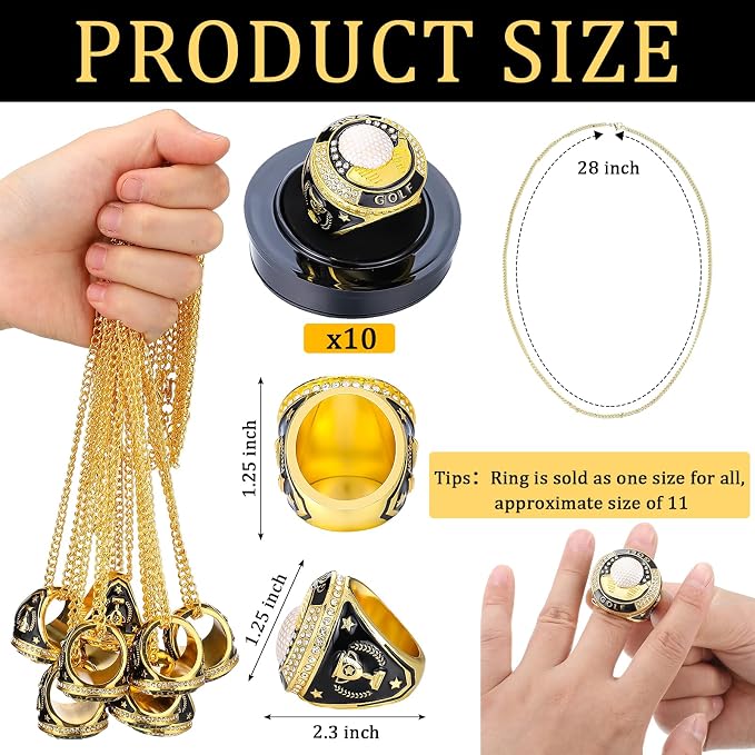 Highergo 10 Pcs Basketball Softball Baseball MVP Dancer Champion Trophy Ring with Display Stand Star Football Soccer Volleyball Golf Cheerleading Bowling Track Field