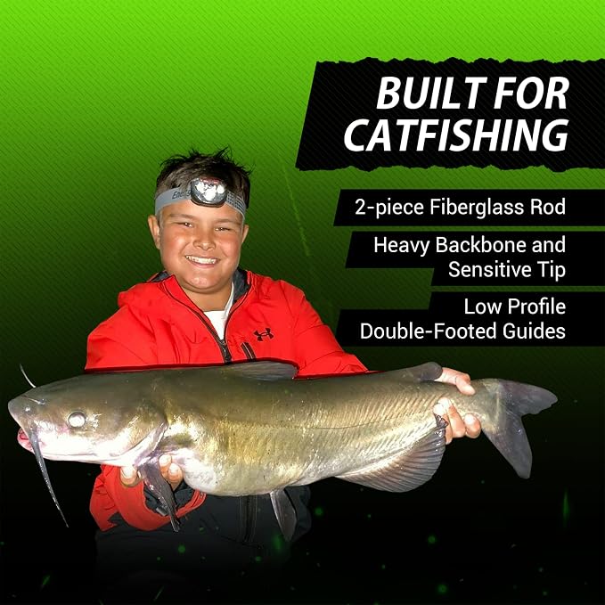 Championship Catfish Rod: 2 Piece, Medium Heavy Chop Stick, Sensitive Tip for Detecting Bites, Heavy Backbone for Hauling in Ugly Monsters, 10-50lb Line, 7'6"…
