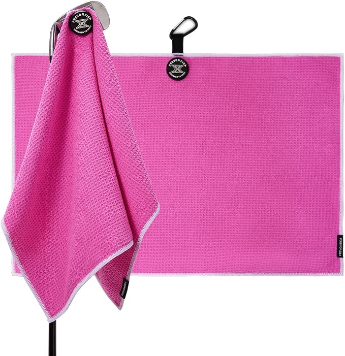 Magnetic Golf Towel with Cleaning Pocket, 24"x16" Ultra-Absorbent Waffle Microfiber Golf Towel with Magnet & Clip for Golf Bag, Carts and Clubs, Golf Accessories Gift for Men Women Golfers