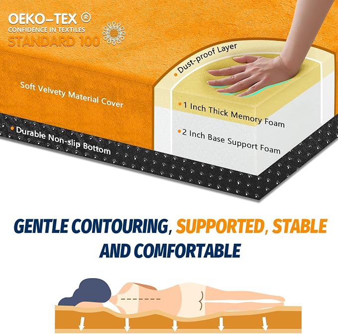 CYMULA Memory Foam Camping Mattress Pad, CertiPUR-US Sleeping Mat, Portable Roll Up Mattress for Adults, Camping Bed Pads for Sleepover, Car Bed with Travel Bag