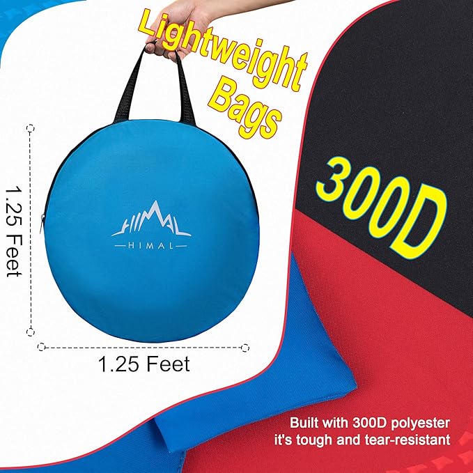 Himal Portable Cornhole Board Set with 8 Toss Bags and Carrying Case, Foldable 3 x 2 Ft Outdoor Lawn Toss Boards for Backyard, Camping, Tailgating and Beach Activities