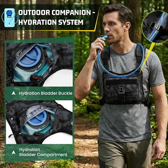 RAINSMORE Hydration Vest with Water Bladder Adjustable Strap Chest Pack