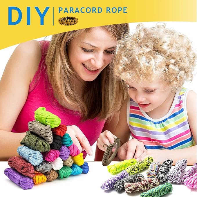 52 Colors Paracord Set, 4mm Paracord 550 Multifunctional Paracord Bracelets Nylon Paracord Rope with Storage Bag for DIY Bracelet, Key Ring, Dog Collar, Outdoor Activities Parachute Cord