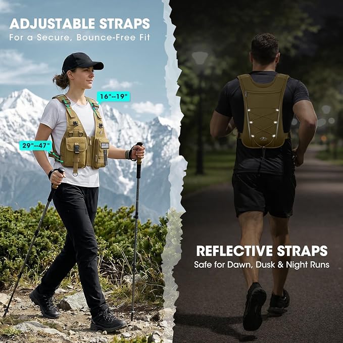 RAINSMORE Hydration Backpack with 2L Water Bladder, Lightweight Running Vest for Men Women, Adjustable Water Chest Pack for Hiking, Cycling, Marathon