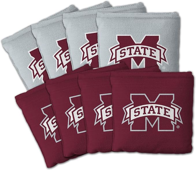 YouTheFan Officially-Licensed NCAA Set of 8 Cornhole Bags - All Weather Dual Sided Slide & Stop - Regulation Size with Carry case
