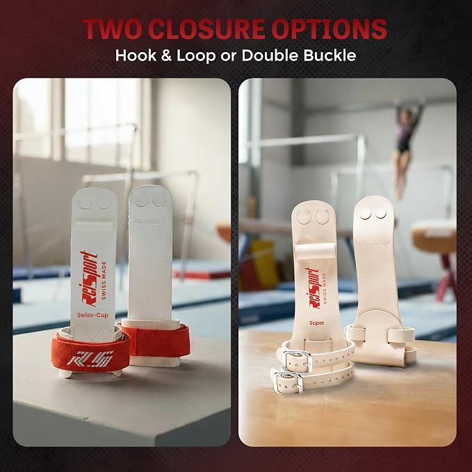 Reisport Men's Ring Gymnastics Grips - Durable Leather Hand Grips for Gymnastics Rings Men & Boys - Gymnastics Equipment & Accessories for Advanced Gymnasts