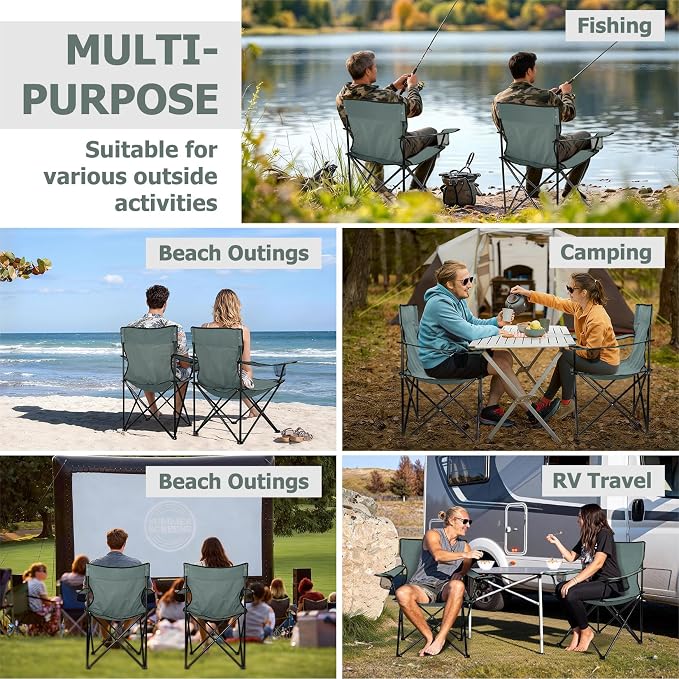 Joyfair Portable Camping Chair, Outdoor Lawn Folding Chairs for Adults, Heavy Duty Large Foldable Chairs for Beach, Fishing, Tailgating and More Outdoor Sport, Carry Bag & Cup Holder
