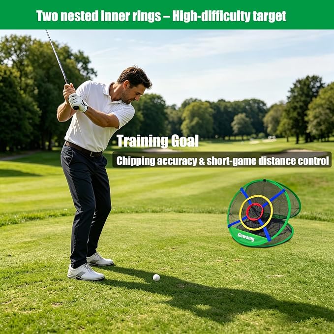 Pop Up 3-in-1 Golf Chipping Net – Circular Design for Relaxed Training, 3 Modes for Precision & Distance, Ideal Indoor/Outdoor Practice Kit, Golfer Gift