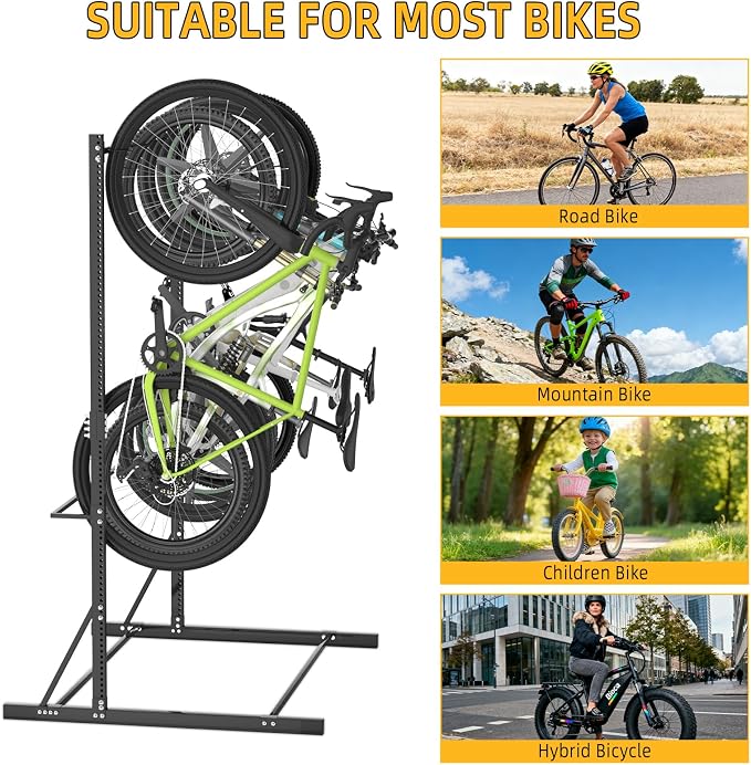 FAHKNS Freestanding Bike Rack for Garage: Hold Up to 5 Bicycle Vertical Bike Stand Floor Indoor Bike Storage Organizer Hangers for Garage