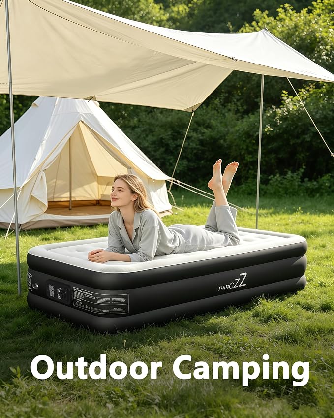 air Mattress, 18-inch Thickened Twin air Mattress, Suitable for Home use, Camping and Travel, Features Quick Inflation and deflation to Save You time (Black, Twin)