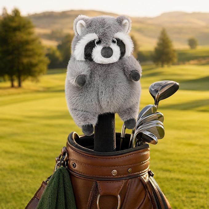 Cute Red Panda Golf Headcover, Animals Plush Golf Club Head Covers, Small Size Fits Hybird and Irons, Large Size Fits Standard 460cc Driver Head