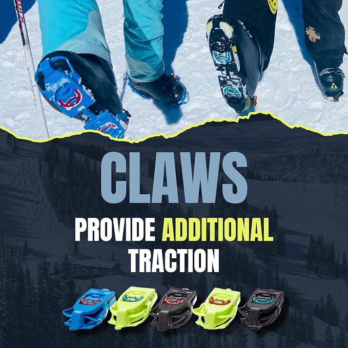 Skiskootys Ski Boot Bottom Protector with Claws - Ski Boot Traction Cleats | Foldable Slip-Resistant Tool for Walking on Ice & Snow - Adjustable Skiing Accessories - USA Made