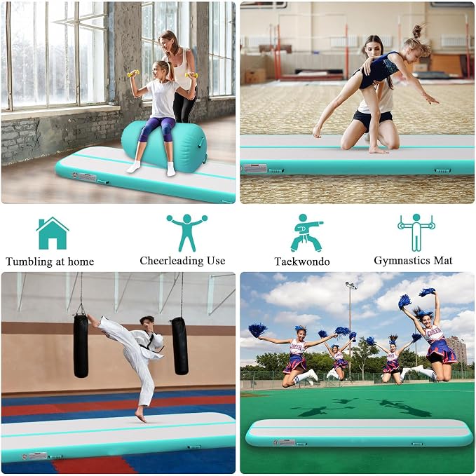 Estgora Gymnastics Mat for Tumbling Tumble Track, Thick Inflatable Gymnastic Training Equipment For kids At Home Gym Cheerleading with Electric Pump