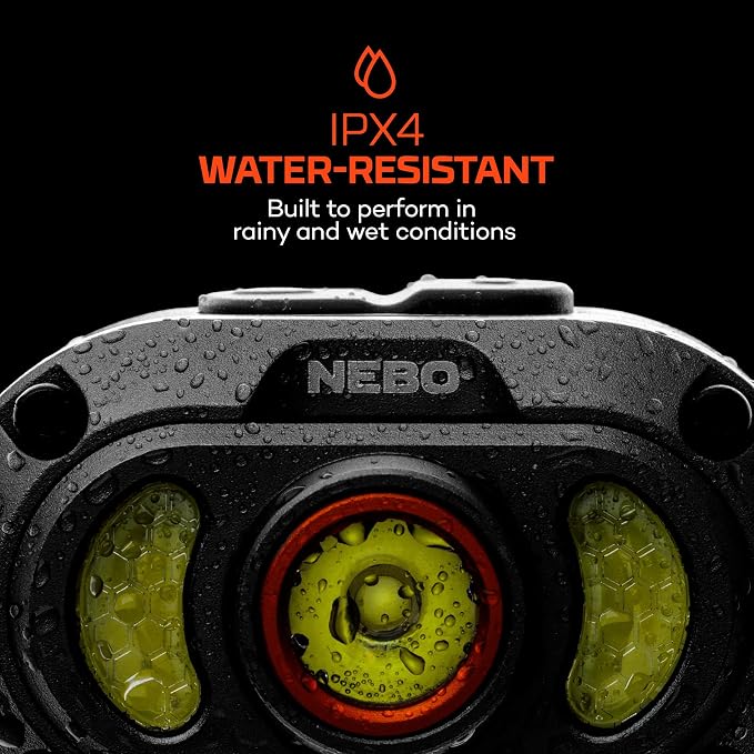 NEBO MYCRO 900+ Headlamp | 900 Lumen, 7 Light Modes, White & Red Light with Spot & Flood, USB-C Rechargeable, Water Resistant, Adjustable Strap, Cap Light Convertible, Ideal for Camping & Hiking