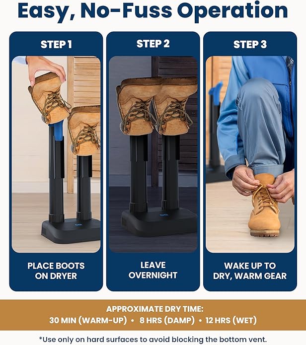Everlasting Comfort Electric Boot Dryer for Work Boots, Silent Portable Shoe Dryer with Timer for Shoes, Boots and Cleats